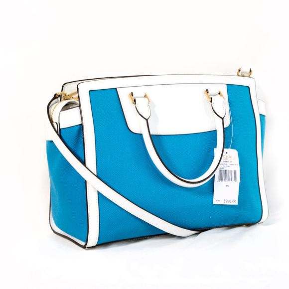 New Michael Kors 'Selma' canvas satchel - blue - Picture 4 of 4